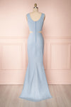Vallata Celeste - Baby blue waist cut-outs fitted gown back view