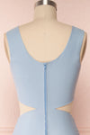Vallata Celeste - Baby blue waist cut-outs fitted gown back close up