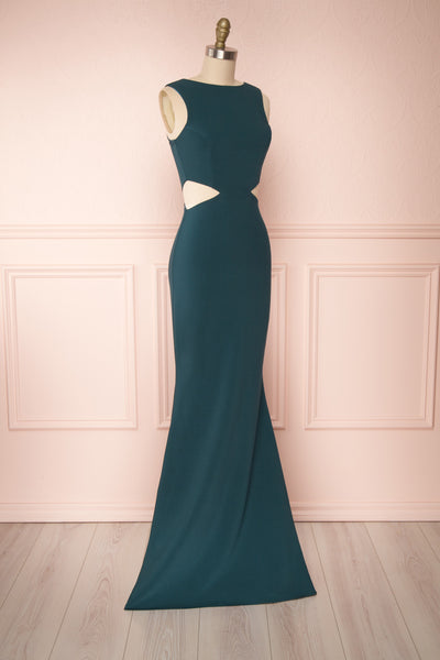 Vallata Emerald Green Fitted Maxi Dress | La petite garçonne side view