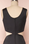 Vallata Satin - Black waist cut-outs fitted gown | La petite Garçonne back close up