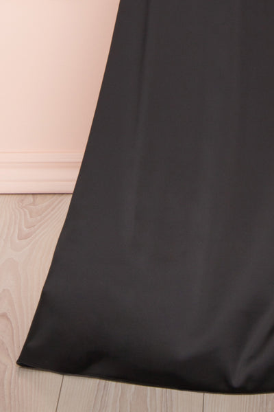 Vallata Satin - Black waist cut-outs fitted gown | La petite Garçonne bottom