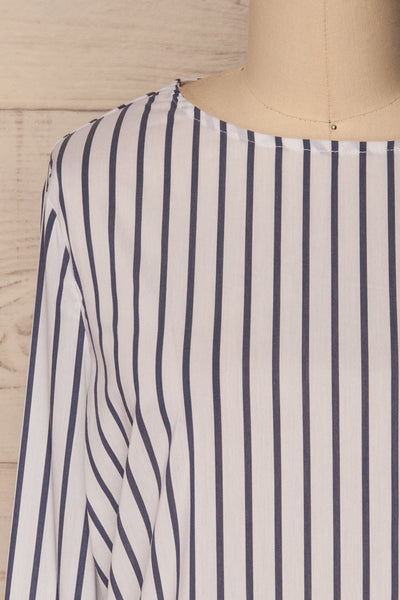 Valloriate Navy Blue & White Stripes Blouse | La Petite Garçonne