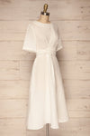 Valthi White Linen A-Line Midi Dress | La petite garçonne side vi