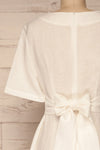 Valthi White Linen A-Line Midi Dress | La petite garçonne back close-up