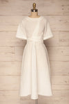 Valthi White Linen A-Line Midi Dress | La petite garçonne