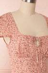Vanadis Pink Floral A-Line Short Dress | Boutique 1861 side close up