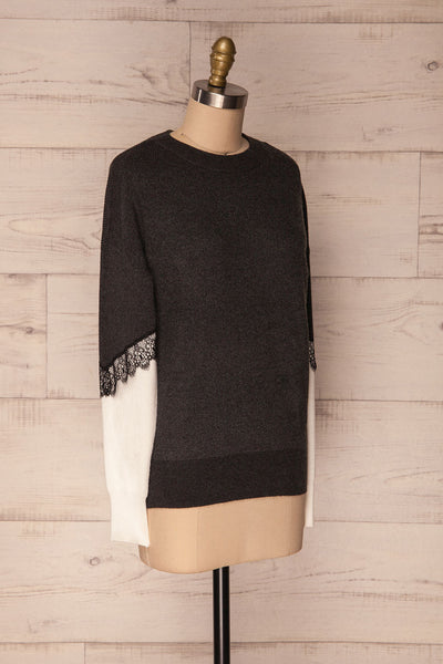 Vasseny Carbone Dark Grey & White Knit Sweater | La Petite Garçonne 3
