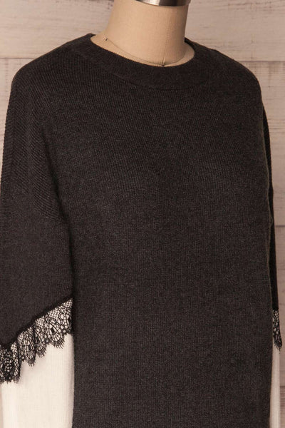 Vasseny Carbone Dark Grey & White Knit Sweater | La Petite Garçonne 4