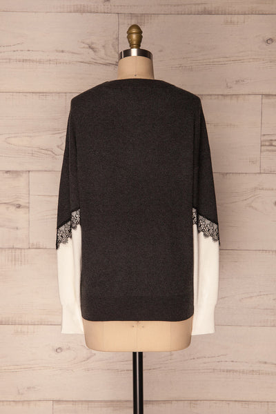 Vasseny Carbone Dark Grey & White Knit Sweater | La Petite Garçonne 5