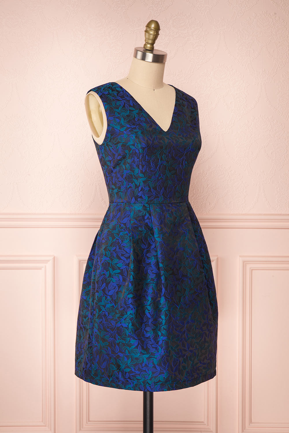 Vanko Blue Cocktail Dress with Embroidery | Boutique 1861 side view 