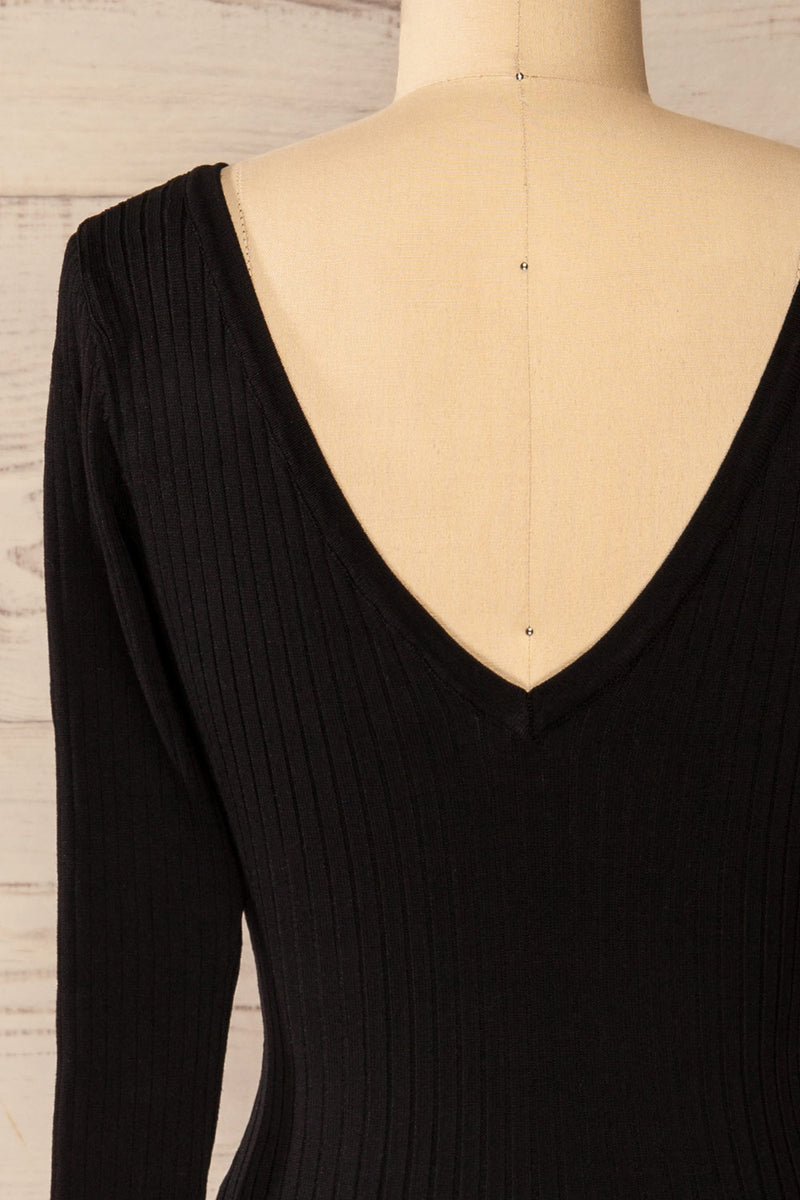 Vantaa Black Ribbed Long Sleeve Top | La petite garçonne