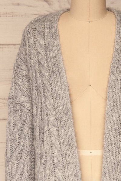 Varvarin Light Grey Knit Cardigan | La Petite Garçonne front close-up