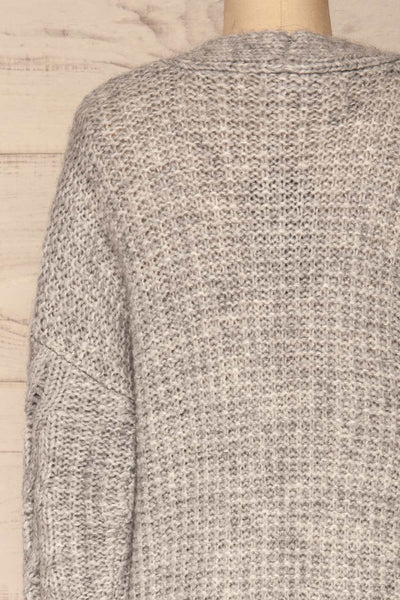 Varvarin Light Grey Knit Cardigan | La Petite Garçonne back close-up