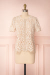 Vasylyna Beige Floral Lace T-Shirt | Front View | Boutique 1861