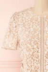 Vasylyna Beige Floral Lace T-Shirt | front close up | Boutique 1861