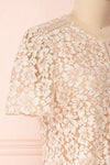 Vasylyna Beige Floral Lace T-Shirt | side close up| Boutique 1861
