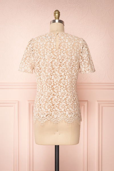 Vasylyna Beige Floral Lace T-Shirt |back view| Boutique 1861
