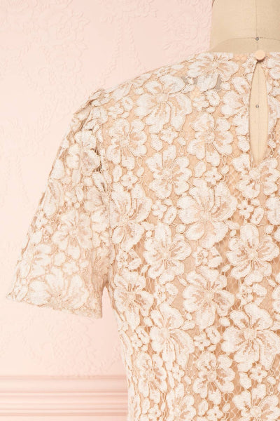 Vasylyna Beige Floral Lace T-Shirt |back close up| Boutique 1861