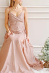 Velouette Shimmery Rose Gold Maxi Dress - Boutique 1861 on model