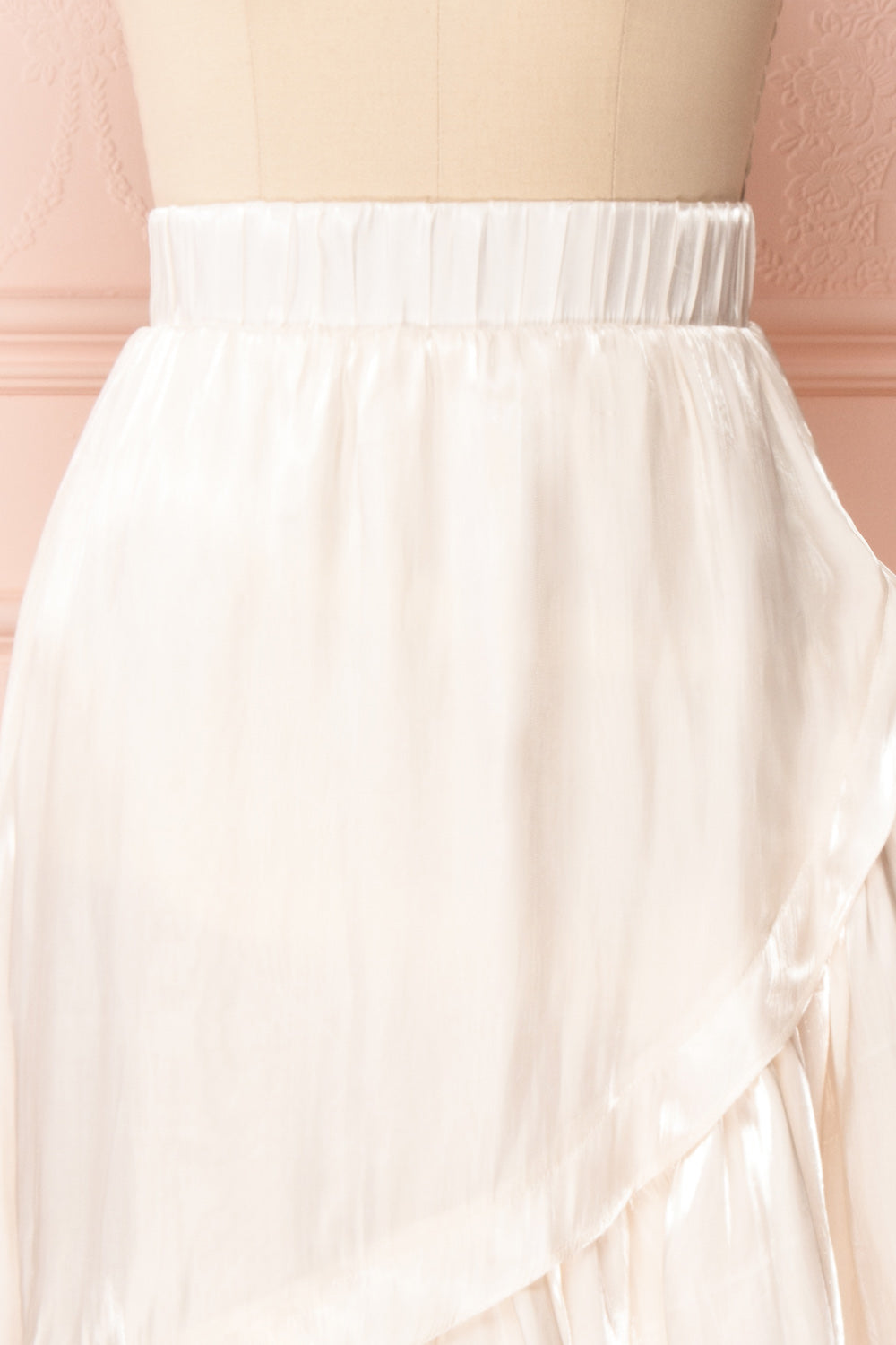 Venelle Ivory Mid-Length Skirt w/ Frills | Boutique 1861 front close up