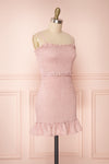 Venetia Light Pink Ruched Short Dress | Boutique 1861 side view