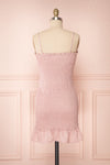 Venetia Light Pink Ruched Short Dress | Boutique 1861 back view