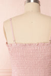 Venetia Light Pink Ruched Short Dress | Boutique 1861 back close up