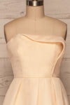 Venosa Beige Strapless Maxi Dress front close up | La petite garçonne