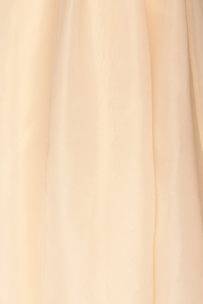 Venosa Beige Strapless Maxi Dress fabric close up | La petite garçonne