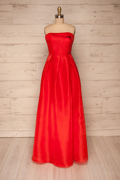 Venosa Red Strapless Maxi Dress | La petite garçonne