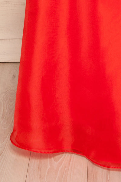 Venosa Red Strapless Maxi Dress | skirt close up La petite garçonne