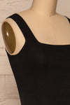 Verona Black Semi-Fitted Midi Dress | La petite garçonne side close-up
