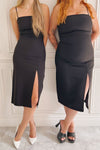Vevey Black Fitted Midi Dress | La Petite Garçonne on models
