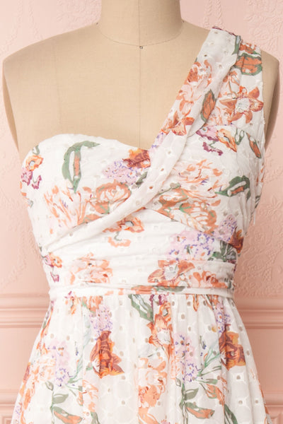 Vibrissa White Floral Lace Maxi Dress | Boutique 1861 front close-up