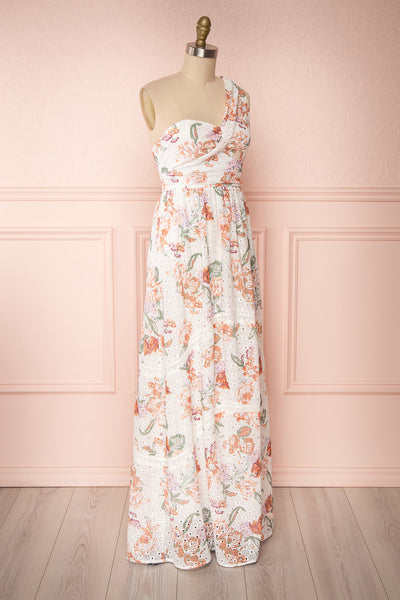 Vibrissa White Floral Lace Maxi Dress | Boutique 1861 side view