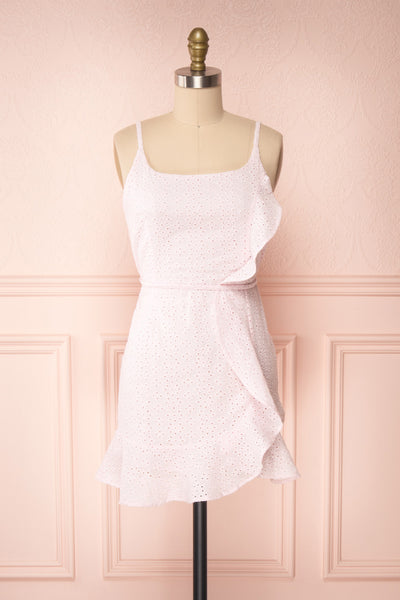 Vidia Peony Light Pink Openwork Short Dress | Boutique 1861 front view