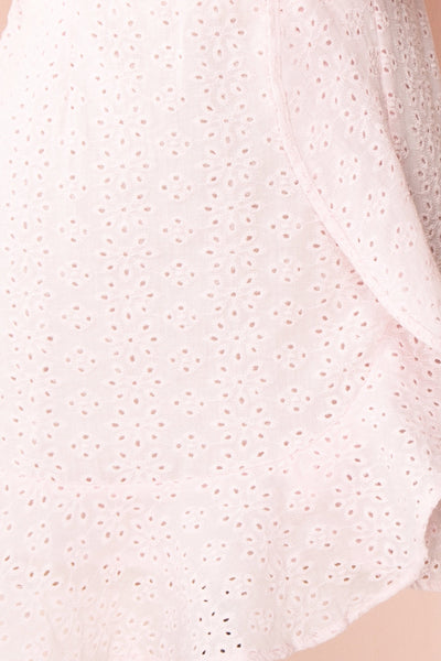Vidia Peony Light Pink Openwork Short Dress | Boutique 1861 fabric