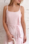 Vidia Peony Light Pink Openwork Short Dress | Boutique 1861 model close up