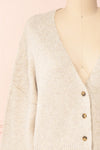 Vikep Beige Knitted Button-Up Cardigan | Boutique 1861 front close-up