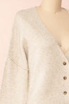 Vikep Beige Knitted Button-Up Cardigan | Boutique 1861 side close-up