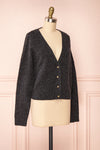 Vikep Black Knitted Button-Up Cardigan | Boutique 1861 side view