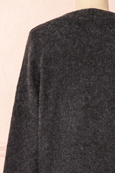 Vikep Black Knitted Button-Up Cardigan | Boutique 1861 back close-up