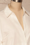 Vimioso White Cotton Long Sleeve Shirt | La petite garçonne side close up