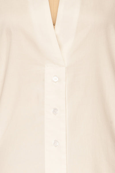 Vimioso White Cotton Long Sleeve Shirt | La petite garçonne fabric