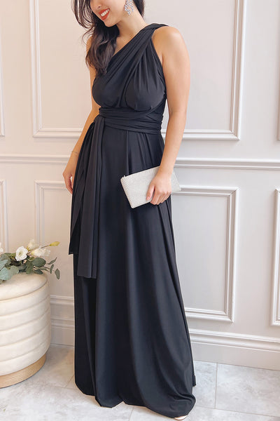 Violaine Black Convertible Maxi Dress | Boutique 1861 on model