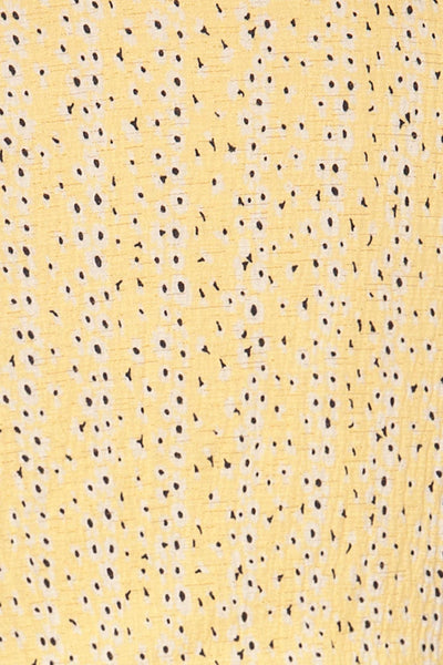 Virrat Yellow Crepe Short Sleeve Crop Top | La petite garçonne fabric