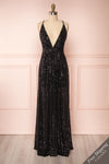 Vitaliya Black Sequin Maxi Dress front view FS | Boutique 1861