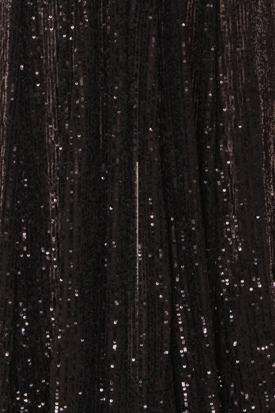 Vitaliya Black Sequin Maxi Dress fabric | Boutique 1861
