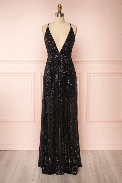 Vitaliya Black Sequin Maxi Dress | Boutique 1861