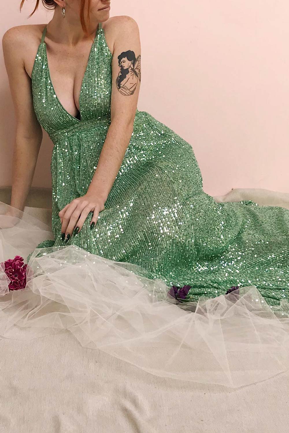 Mint green sequin dress 2025